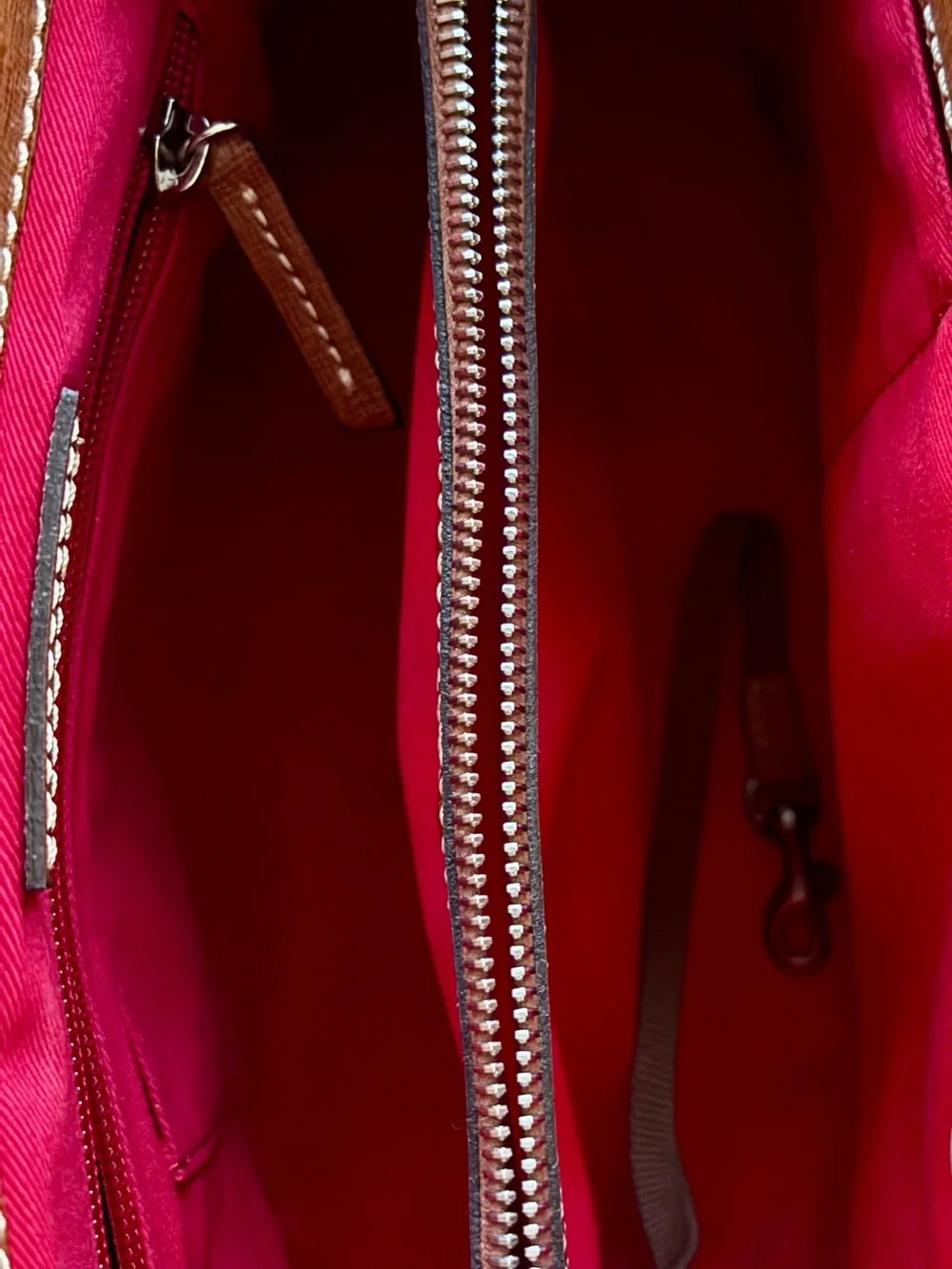 Dooney & Bourke Archives tuck lock Chestnut Leather Tote/Satchel bag